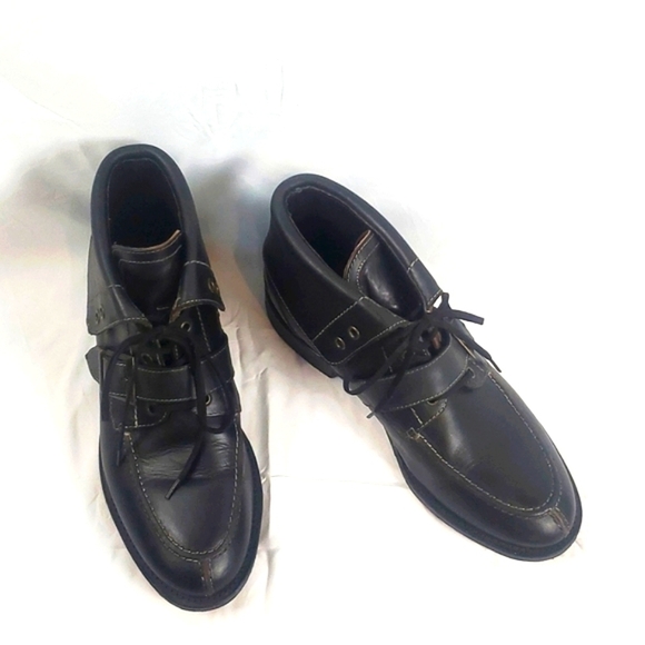 Vintage Other - Vintage Johnston & Murphey Black Leather Foldover Boots With Buckle